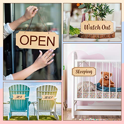 15 Pieces Unfinished Hanging Wood Sign Rectangle Blank Hanging Decorative Wood Plaque Wooden Slices Banners with Ropes for Pyrography Painting BAPHILE