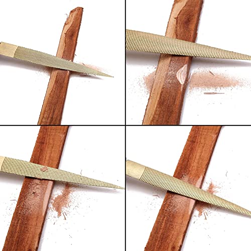 NKTM Wood File, Needle File Set Wood Files for Wood Working Wood Rasp Files Tools Golden Tapered Wood Rasp with Rubber Handle in Gift Bag for Carving NKTM