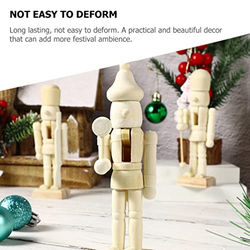 SOIMISS Christmas Wooden Unfinished Nutcracker Figurines 12pcs Blank Unpainted Nutcracker Puppet Mini Soldier Nutcracker Figures for DIY Crafts SOIMISS
