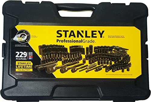 STANLEY Professional Grade Black Chrome NEW Mechanics Tool Set (Socket Set-229 pieces) Stanley