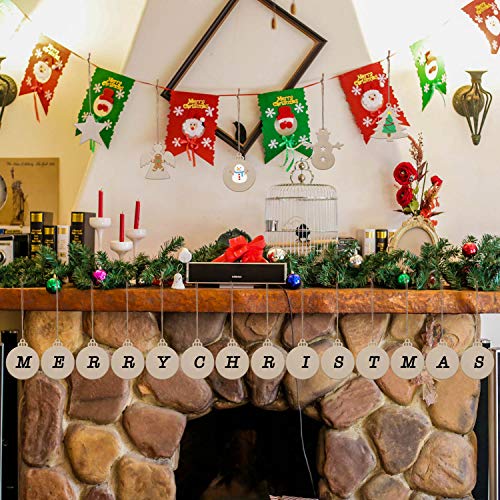 50 Pcs Unfinished Paintable Blank Wooden Christmas Festival Decoration Ornaments, Xmas Tree Hanging Wood Slices for Kids DIY Art Crafts, 5 Tmflexe