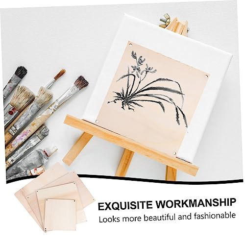 COHEALI 4pcs Square Blank Drawing Board Unfinished Door Plaque Hanging Blank Sign Decorative Signs Unfinished Painting Boards Wedding Decor Front COHEALI