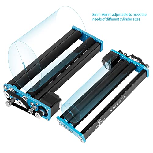 Comgrow Laser Rotary Roller, Laser Engraver Aluminum Y-axis Rotary Roller Engraving Module for Engraving Cylindrical Objects Cans, with 8mm-86mm Comgrow