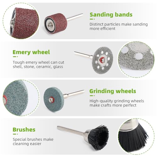 Huepar Tools Rotary Tool Accessories Kit, 510Pcs Accessories Kit,1/8 inch(3.2mm) Diameter Shanks, Universal Accessories for Easy Cutting, Sanding, Huepar Tools