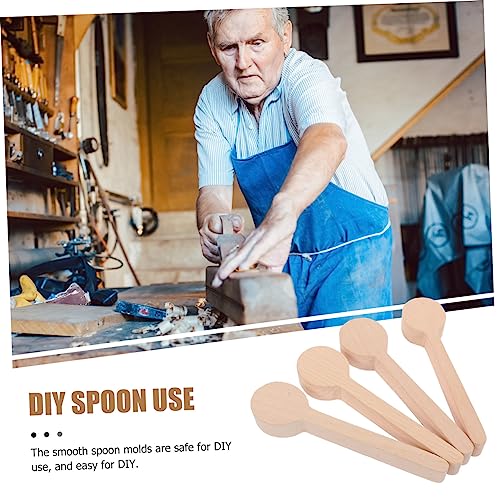 TEHAUX 4pcs Unfinished Wooden Spoon Wooden Craft Whittling Kit Whittling Craft Kit Sugar Spoon Wood Carving Unfinished Wooden Scoops Wood Carving TEHAUX