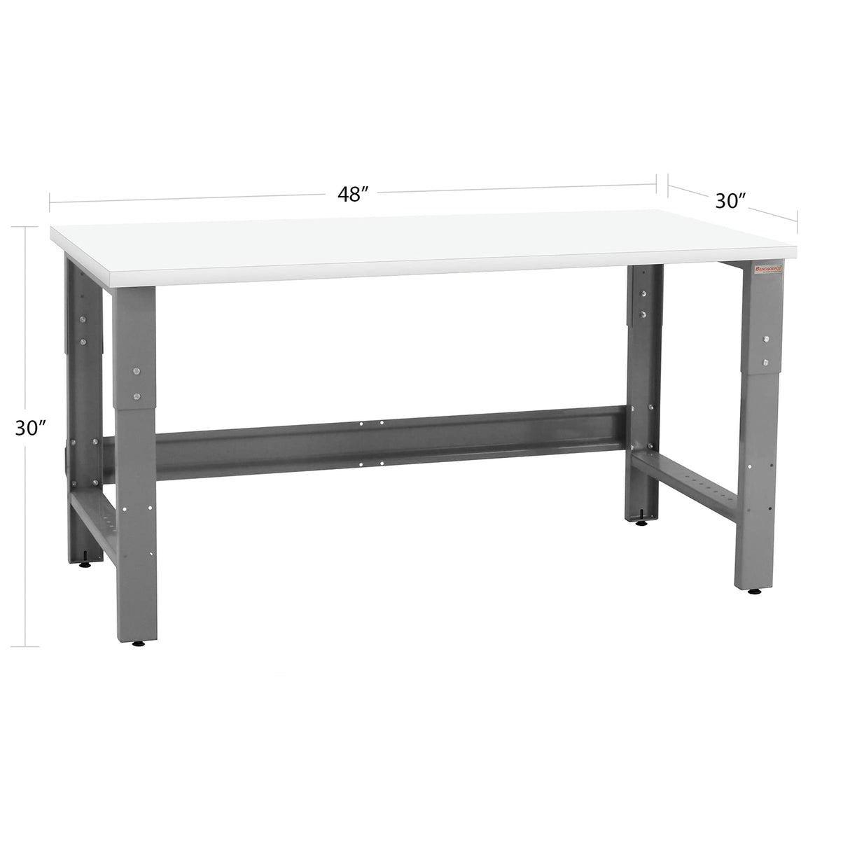 Table & Workbench: 1" Thick Laminate Top, Height Adjustable Bench - 30" D x 48" L x 30" - 36" H - by BenchPro BenchPro