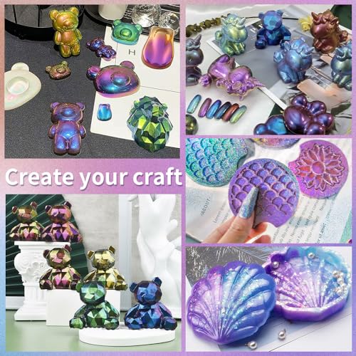 OSBANG 10 Colors Chameleon Mica Powder Color Shift Pigment Powder for Epoxy Resin Painting Soap Making Bath Bombs Candle Making Slime(0.1oz/jar) OSBANG