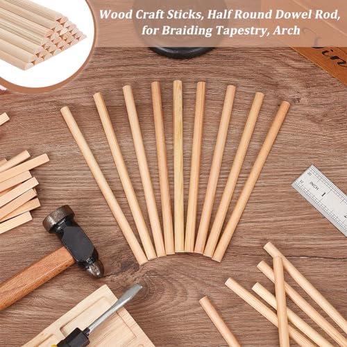OLYCRAFT 30Pcs 5.9 Inch Wooden Dowel Rods 7x3.5mm Half Round Dowel Rods Unfinished Wood Craft Sticks Arch Wood Dowel Rods Half Round Craft Sticks for OLYCRAFT