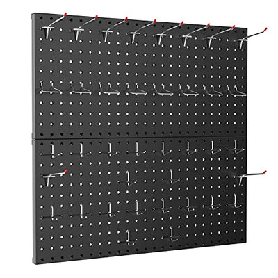 TORACK Metal Pegboard Wall Organizer 24" x 24" or 12" x 48", 70PCS Pegboard System for Garage Pegboard Organizer Kit with Pegboard Hooks for