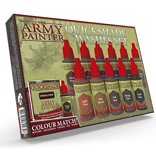 The Army Painter Miniature Paint Set with 11 Nontoxic Quickshade Washes in Dropper Bottles, Rich Pigment Fluid Acrylic Army Painter Speed Paint The Army Painter