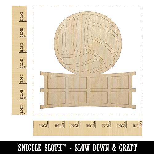 Volleyball and Net Unfinished Wood Shape Piece Cutout for DIY Craft Projects - 1/8 Inch Thick - 6.25 Inch Size Sniggle Sloth