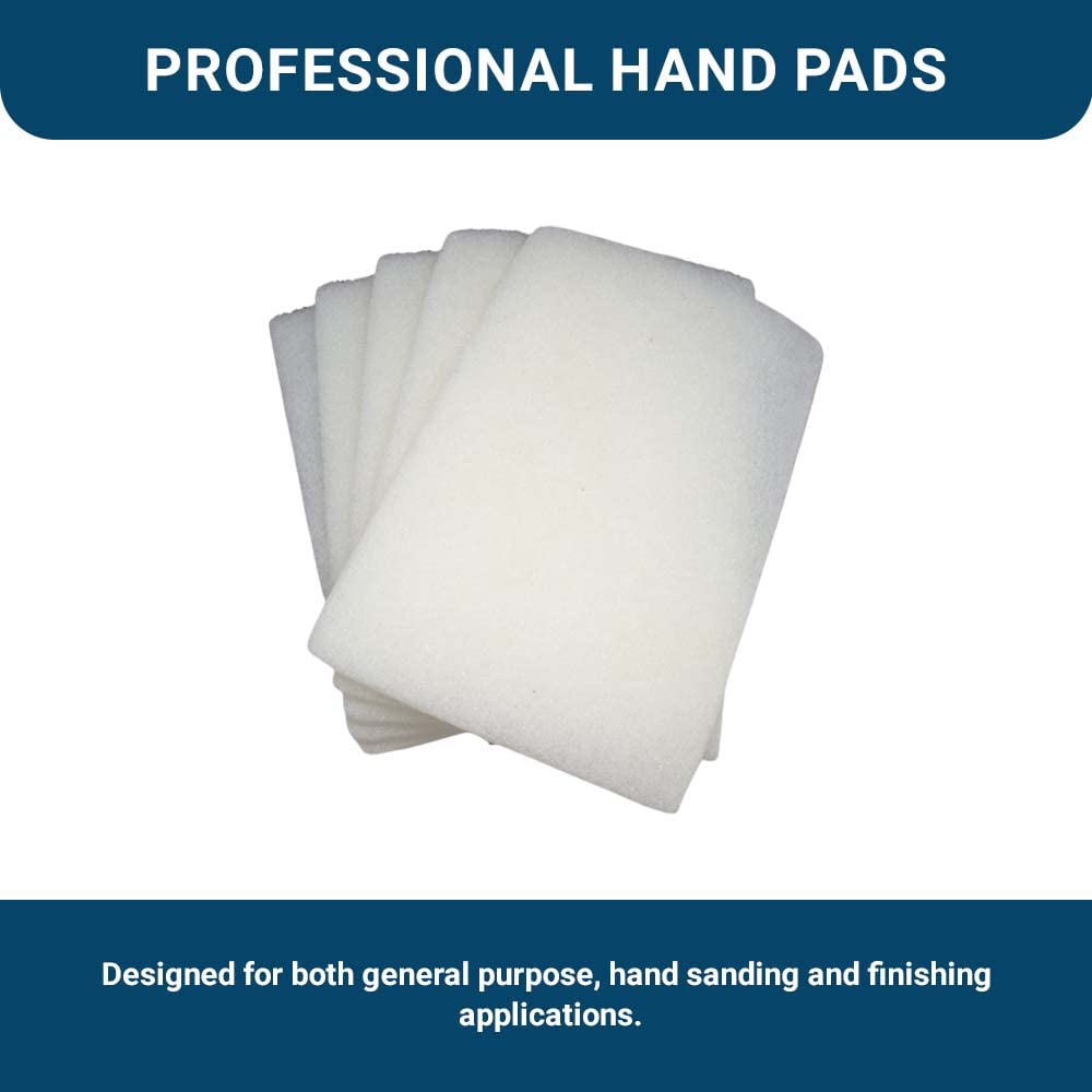 Benchmark Abrasives 6" x 9" White Coloured Non-Woven Scuff Abrasive Sanding Hand Pads Washable Reusable for Cleaning, Paint Removal, Surface Benchmark Abrasives