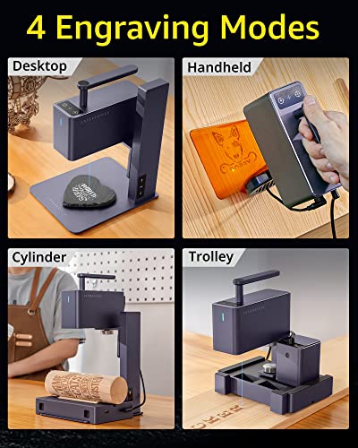 LaserPecker 2(Suit) Laser Engraver, Handheld High Precision High Speed and Versatile Laser Engraving Machine for Wood Alloy Leather - with Roller LaserPecker
