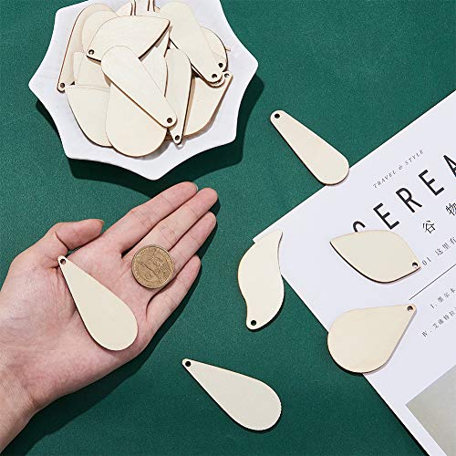 SUNNYCLUE 300Pcs 5 Shapes Unfinished Wooden Earrings Blanks Kit Unfinished Wood Large Charms Pendants Blank with Hole with 100Pcs Earring Hooks SUNNYCLUE