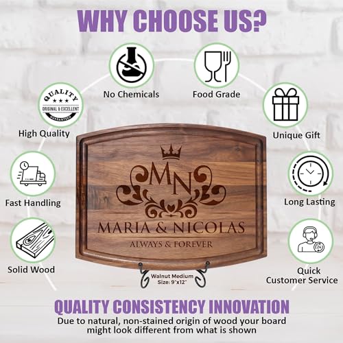 Tayfus Personalized & Monogrammed Cutting Boards - Customized Gifts for Christmas, Wedding, Anniversary, Realtor Closing - Handmade Custom Wooden Tayfus