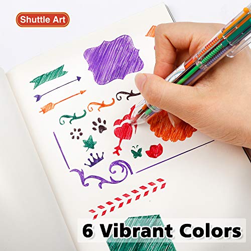 Shuttle Art Multicolor Pens, 23 Pack 6-in-1 0.7mm Retractable Ballpoint Pens for Office School Supplies Students Children Gift Shuttle Art