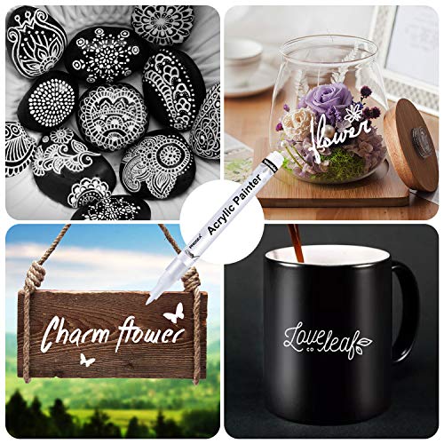 Paint Pens White Marker 6 Pack,0.7mm Acrylic White Permanent Marker,White Paint Pens for Rock Painting Stone Ceramic Glass Wood Plastic Glass Metal PHOSEA