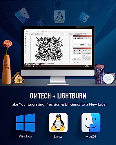OMTech 80W CO2 Laser Engraver with LightBurn & Water Chiller, 20"x28" Laser Engraving Cutting Machine with 4 Way Pass Through Air Assist Caster OMTech
