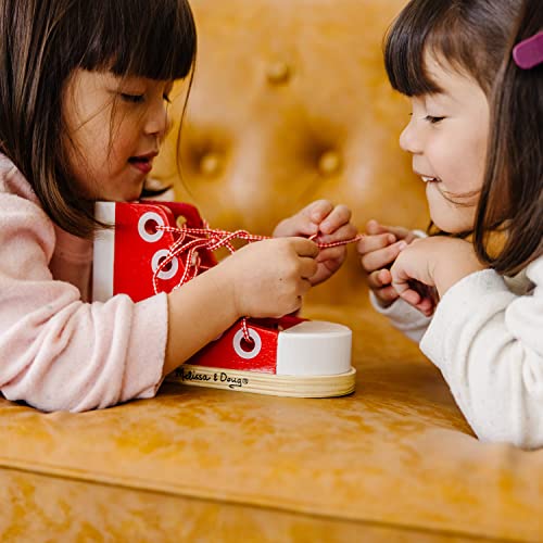 Melissa & Doug Deluxe Wood Lacing Sneaker - Learn to Tie a Shoe Educational Toy - Shoe Tying Practice For Kids, Developmental Toys For Preschoolers Melissa & Doug