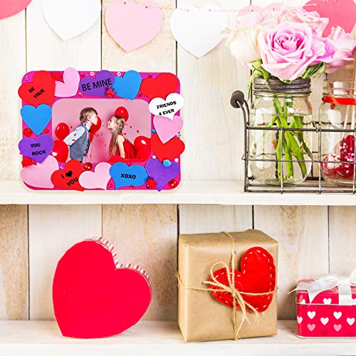Winlyn 12 Sets Valentine's Day Craft Kits DIY Foam Valentine Picture Photo Frames Art Sets Foam Frames Tree of Hearts Smile Face Hearts Owl Hearts Winlyn