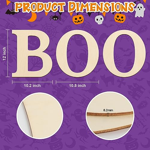 Large Size 12 Inch Wooden Letters Boo Ornaments to Paint, Halloween Decorations DIY Blank Unfinished Wood Ornament Walls Crafts Decorations, Sophena