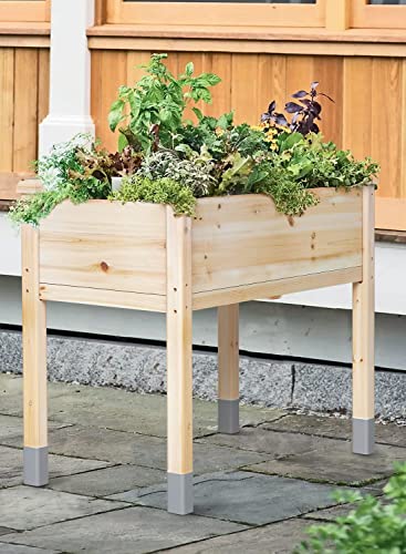MIXC Wooden Raised Garden Bed with Legs, 48”L X 24”W, Elevated Reinforced Large Planter Box for Vegetable Flower Herb Outdoors - Beam and Column MIXC