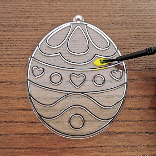 24 Sets Easter Egg Suncatcher Ornaments Decoration DIY Window Paint Art Stickers Craft Kit 8 Designs Easter Egg Suncatchers for Kids Classroom Easter Winlyn