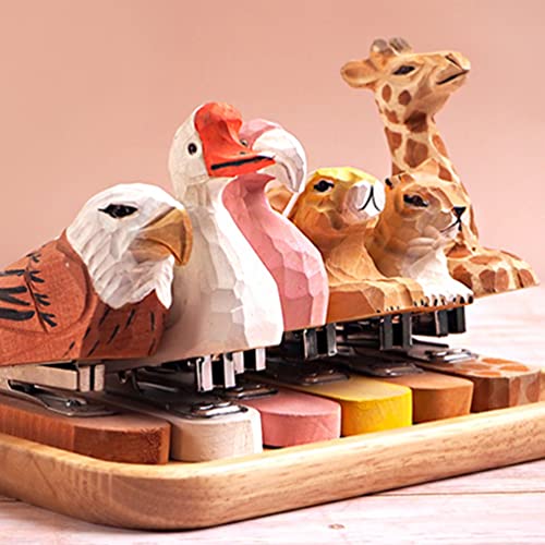 Stapler Set 1PC Wooden Animal Stapler, Squirrel Staplers for Desk, Squirrel Desktop Stitcher Handmade Wood Carving Statue Sculpture for Office Zerodeko
