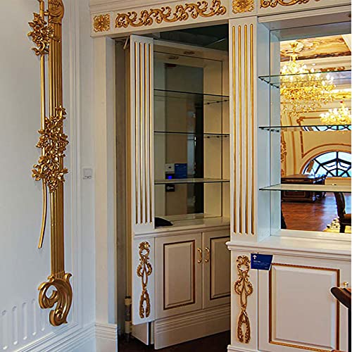 LXYUUM Wood Carved Applique Onlay Unpainted Corner Onlay Applique Door Cabinet Rose Unpainted European Style (03, 30x8cm/11.81x3.15inch) LXYUUM