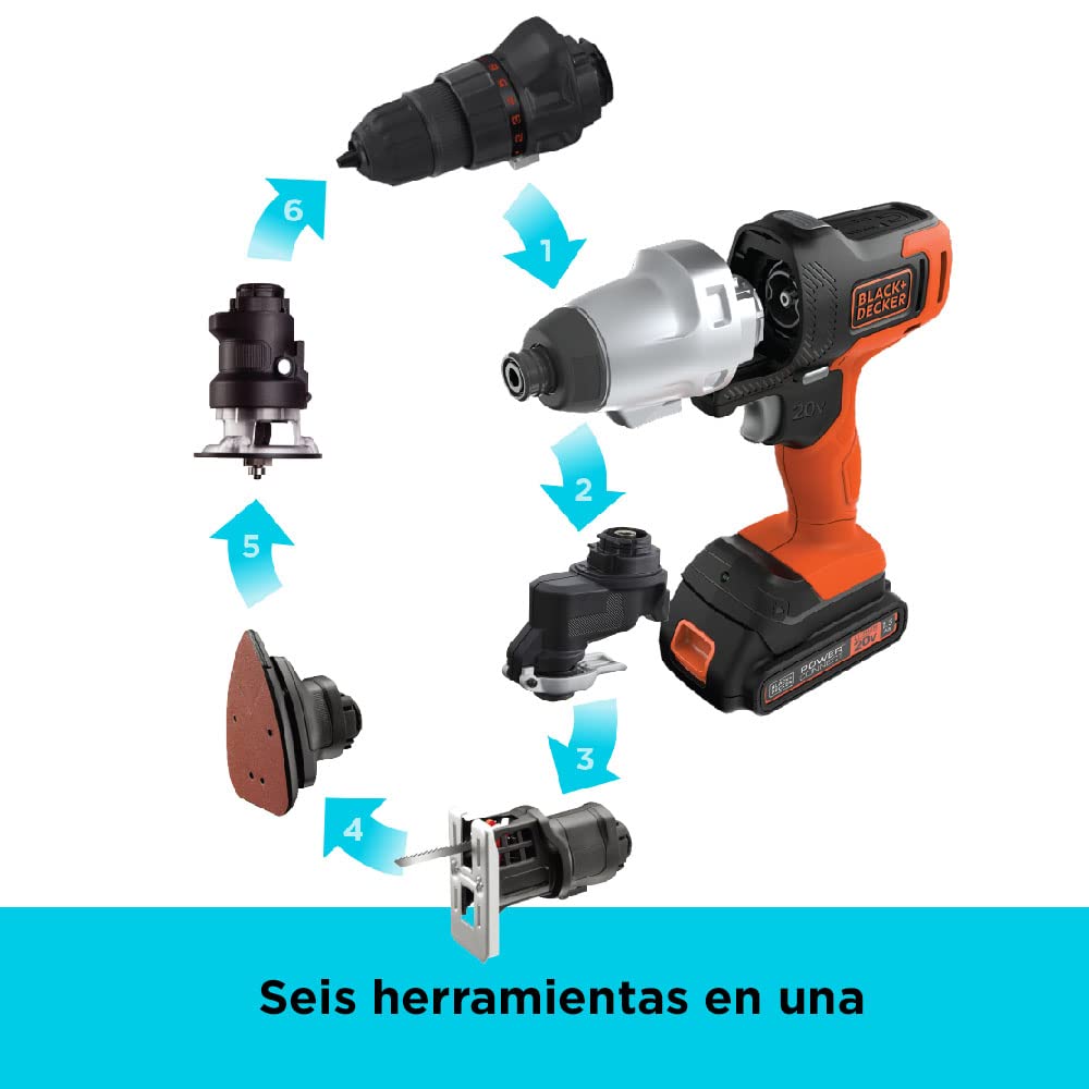 BLACK+DECKER 20V MAX MATRIX Drill, Power Tool Combo Kit, 6-Tool Set, Cordless Tool Set (BDCDMT1206KITC) BLACK+DECKER