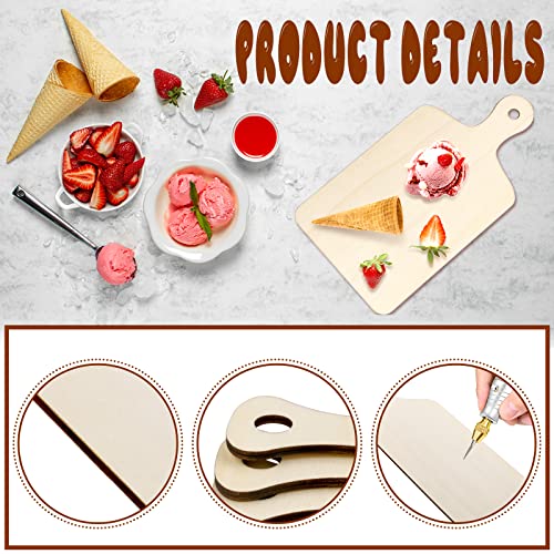 Vmiapxo 16 Pack Unfinished Wood Cutting Board Craft with Handle, Wooden Paddle Cheese Bread Board Set Chopping Board Serving Tray for Craft DIY Vmiapxo
