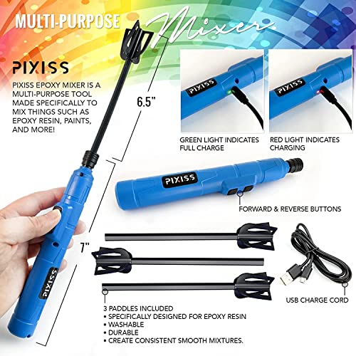 Pixiss Premium Handheld Resin Mixer, Handheld Rechargeable Epoxy Mixer, Epoxy Resin Mixer Pro Grade, Resin Stirrer for Resin, DIY Crafts Tumbler, Pixiss