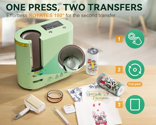 GO2CRAFT Auto Seamless Tumbler Heat Press Machine for Full Print, Automatic Rotation Advanced Cup Heat Press with Fast & Even Heating, 4 Memory Modes GO2CRAFT