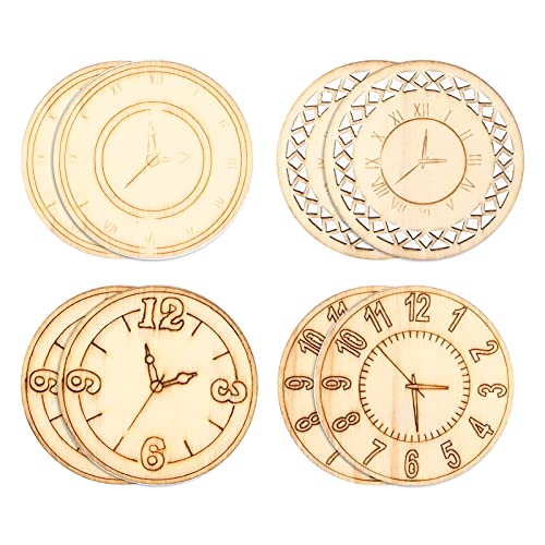 Unfinished Wood Clock,Wooden Cutouts Crafts Circles Natural Rounds Slice Blank Pieces Plaque Sign Discs for DIY Christmas Decoration Painting Joyzan
