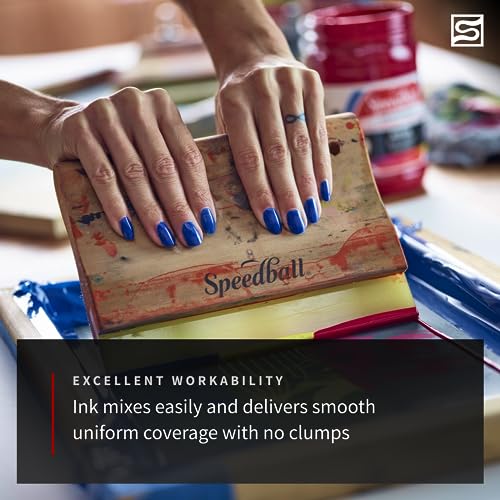 Speedball Fabric Screen Printing Ink Set, 4oz Fluorescent Colors: Hot Pink, Lime Green, Orange & Blue Speedball