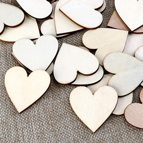 LIOOBO 100pcs Blank Wood Slices Woodsy Decor Wood Heart Embellishment Love Heart Ornament Blank Wood Heart Cutouts Heart Wood Discs Valentine Hanging LIOOBO