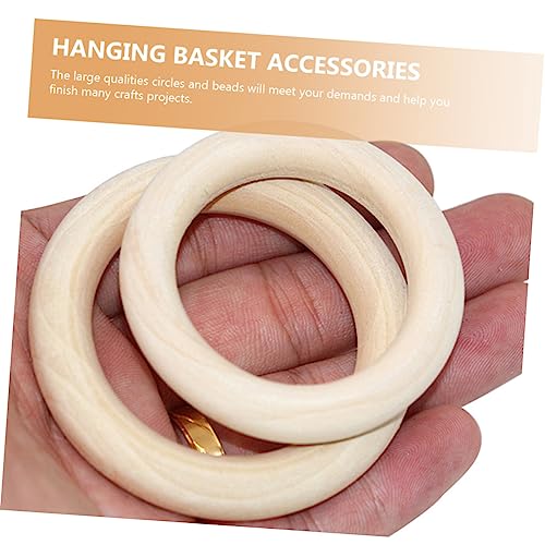 VILLCASE 1 Set Beaded Wood Ring Set Macrame Kits Macrame Making Tool Unfinished Smooth Wooden Ring Natural Wood Rings Small Wood Rings for Macrame VILLCASE