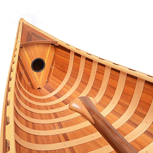 Old Modern Handicrafts Wooden Canoe with Ribs Curved Bow 10' Matte Finish for Display Old Modern Handicrafts
