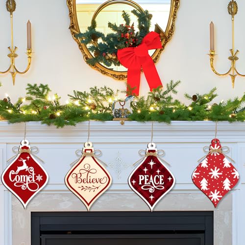 Large Christmas Wooden Ornaments to Paint 10Pcs, DIY Blank Unfinished Bell Wood Cutout Ornament for Crafts Hanging Decorations, Halloween Sophena