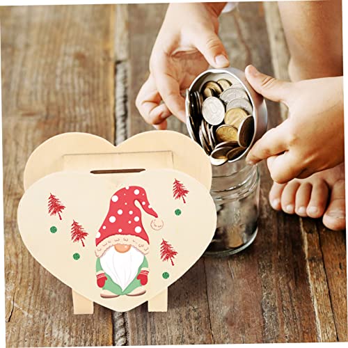 Abaodam 4pcs DIY Piggy Bank Unfinished Wood Toys to Paint Change Holder Case Coin Storage Jar Large Piggy Bank Wooden Money Bank Heart Shaped Piggy Abaodam