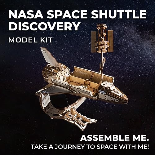 UGEARS NASA Space Shuttle Discovery - Wooden Models to Build for Adults - Space Shuttle Model Kit - Mechanical 3D Puzzle Wooden Model Kit for Adults UGEARS