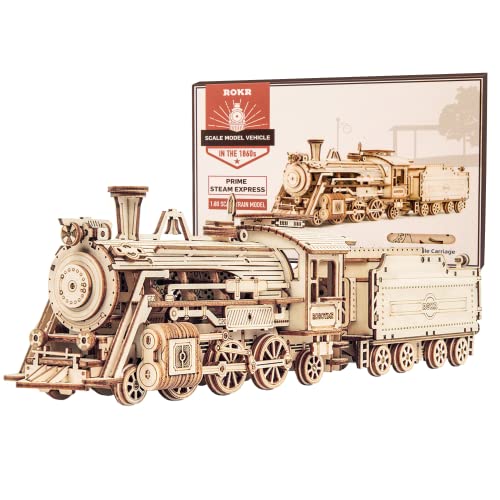 ROKR Prime Steam Express 3D Wooden Mechanical Train Puzzle Kit for Adults and Kids ROKR