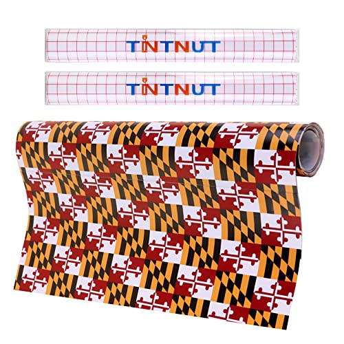 Tintnut Maryland Flag Permanent Vinyl Roll - 12 inch x 5ft, Pattern Adhesive Vinyl Compatible with Cricut Machine, Self Sticker Waterproof Vinyl Tintnut