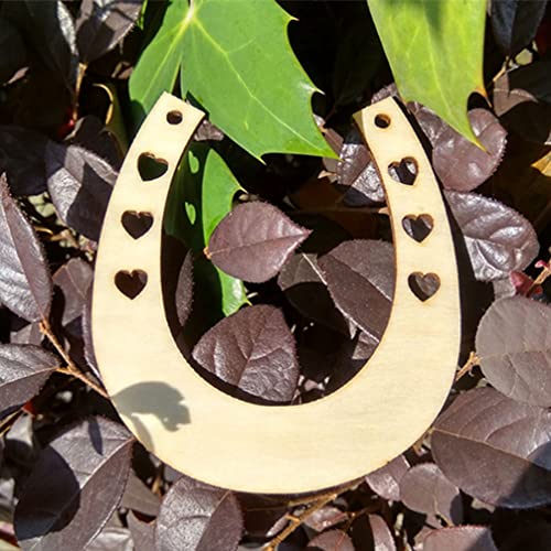 Toyvian 12pcs Unfinished Wood Horseshoe Cutouts Blank Wooden Horseshoe Chips Horseshoe Slices Pieces Wall Decor for DIY Craft Art Toyvian