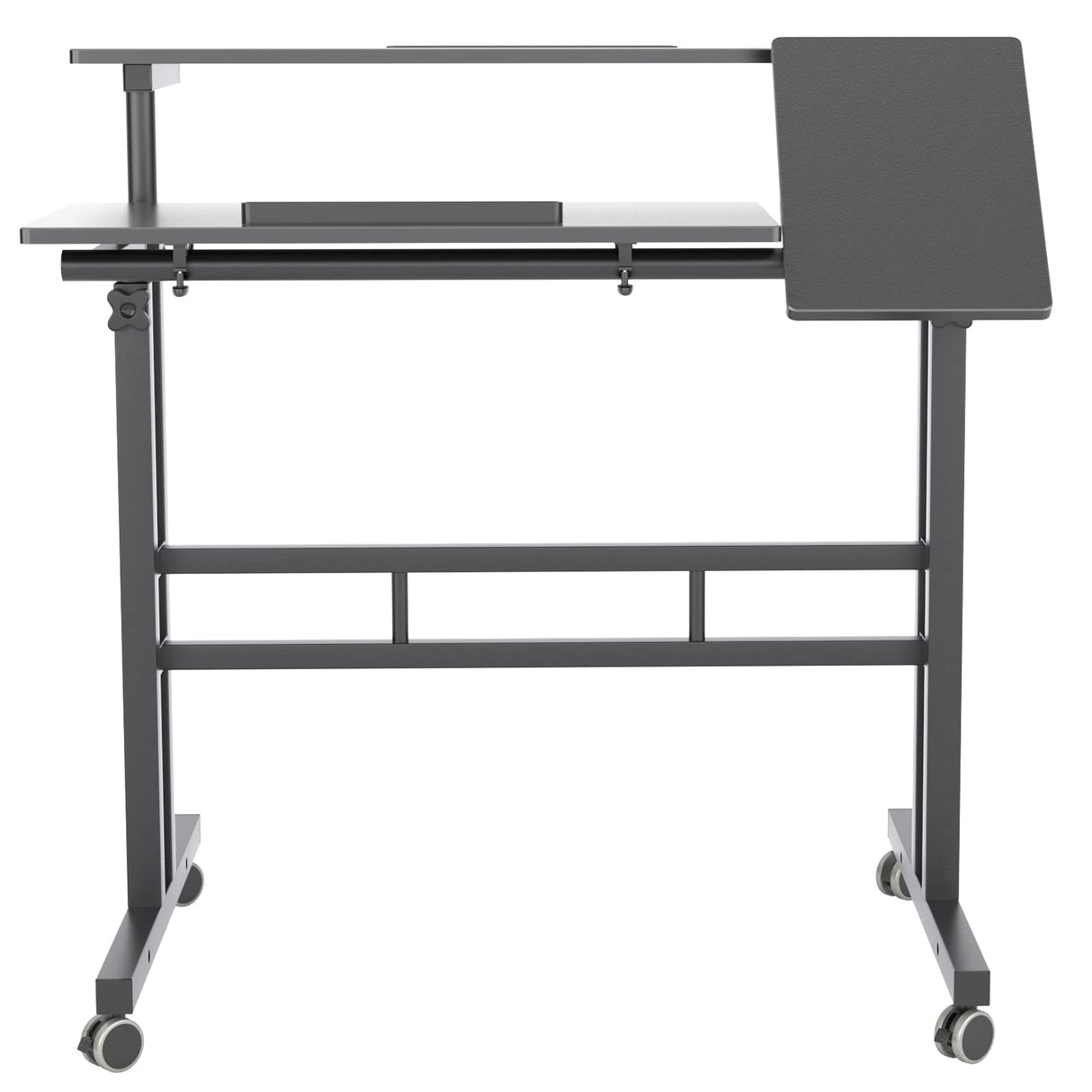 sogesfurniture Height Adjustable Sit Stand Workstation Mobile Standing Desk Home Office Desk with Standing and Seating,Black BHUS-101-2BK sogesfurniture