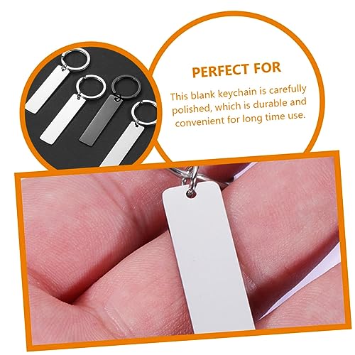 Tofficu 10pcs Glossy Strip Hangtag Keychains Key Rings Key Chains Tabs Engravable Stamping Pendants Diy Key Tags Key Chain Blank Unfinished Keychain Tofficu