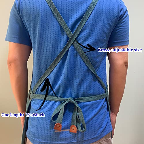 MISIWANLO Work Apron with Cross Back Heavy Duty Adjustable Straps and Large Pockets Chef Aprons,Men Women,M-XXL (Grey) MISIWANLO