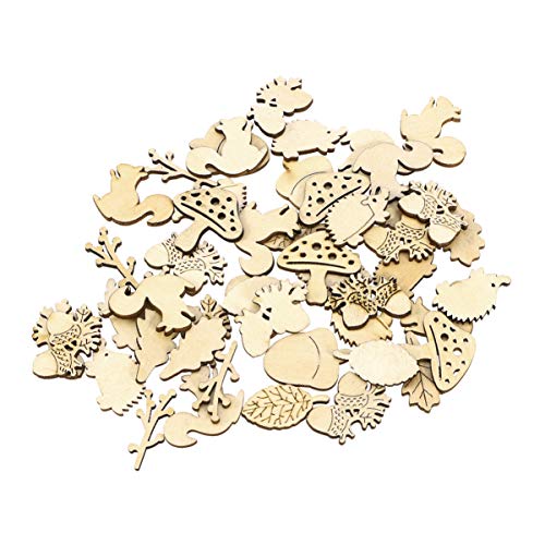 Healifty 50pcs Unfinished Wooden Cutouts Natural Wooden Slices Wooden Embellishments Crafts for DIY Craft Embellishments Wood Slices DIY Wooden Healifty