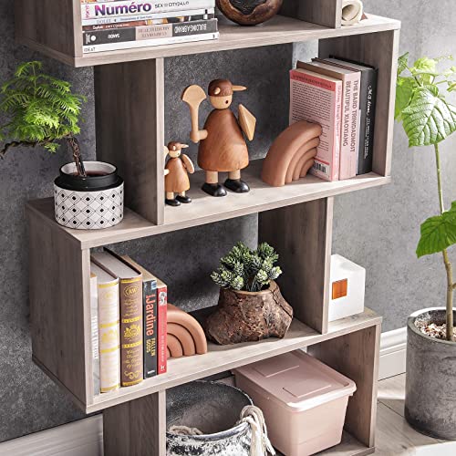 VASAGLE Greige 5-Tier Wooden Bookcase - Stylish Freestanding Decorative Shelf and Room Divider VASAGLE