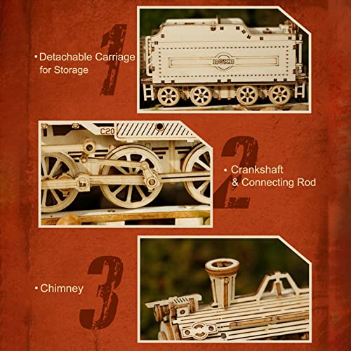 ROKR 3D Wooden Puzzle Mechanical Car Model Kit - DIY Self-Build Vehicle for All Ages, Perfect Gift for Birthdays and Holidays ROKR